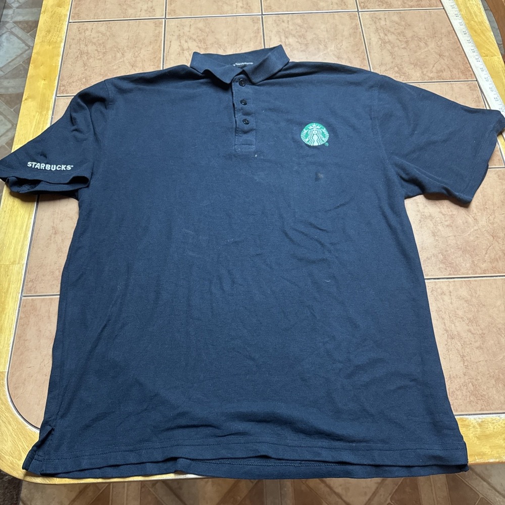 Starbucks Coffee Black Short Sleeve Employee Work‎ Polo Shirt Size XL